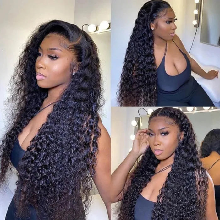 Rose Hair Natural Curly Hair 13x4 HD Glueless Lace Frontal Wig 100% Human Hair 200% Density