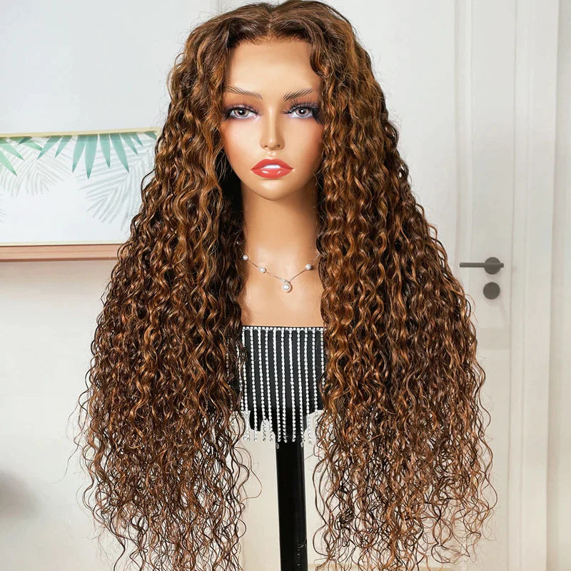 Rose Hair Mix Brown Color Curly Hair 13x6 Lace Front Wig Human Hair Wig For Black Women