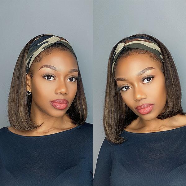 FLASH SALE | Mix Color Highlights Bob Wig Headband Wig (Get Free Trendy Headbands)