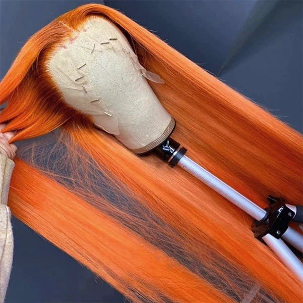 Ginger Orange Colored 13x4 HD Lace Front Wig Human Hair Wigs With Baby Hair