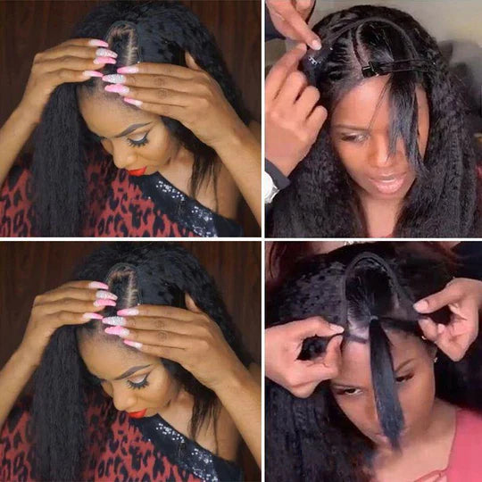 Kinky Straight U Part Wigs Human Hair Natural Hair Wigs For Women 150% Density