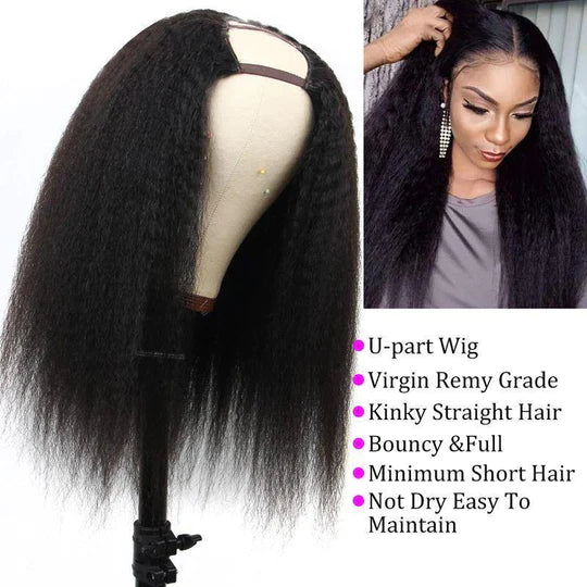 Kinky Straight U Part Wigs Human Hair Natural Hair Wigs For Women 150% Density