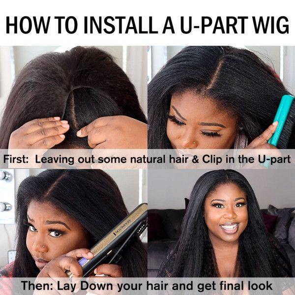 Kinky Straight U Part Wigs Human Hair Natural Hair Wigs For Women 150% Density