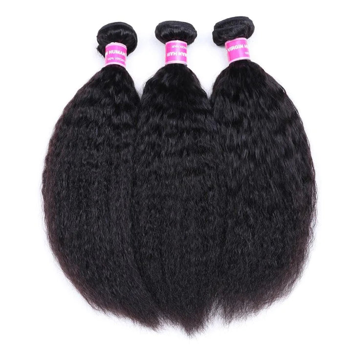 Rose Hair 3 Bundles Kinky Straight Human Hair Weft Deals on Sale 100% Human Bundles