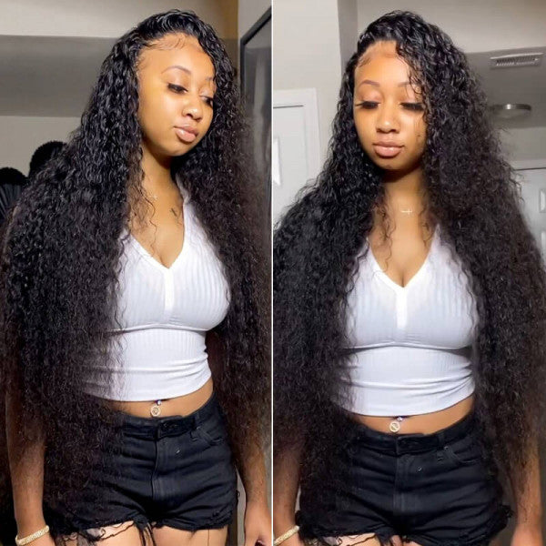 Rose Hair Long Curly Wigs Pre Plucked Human Hair Curly 13x4 Lace Front Wig