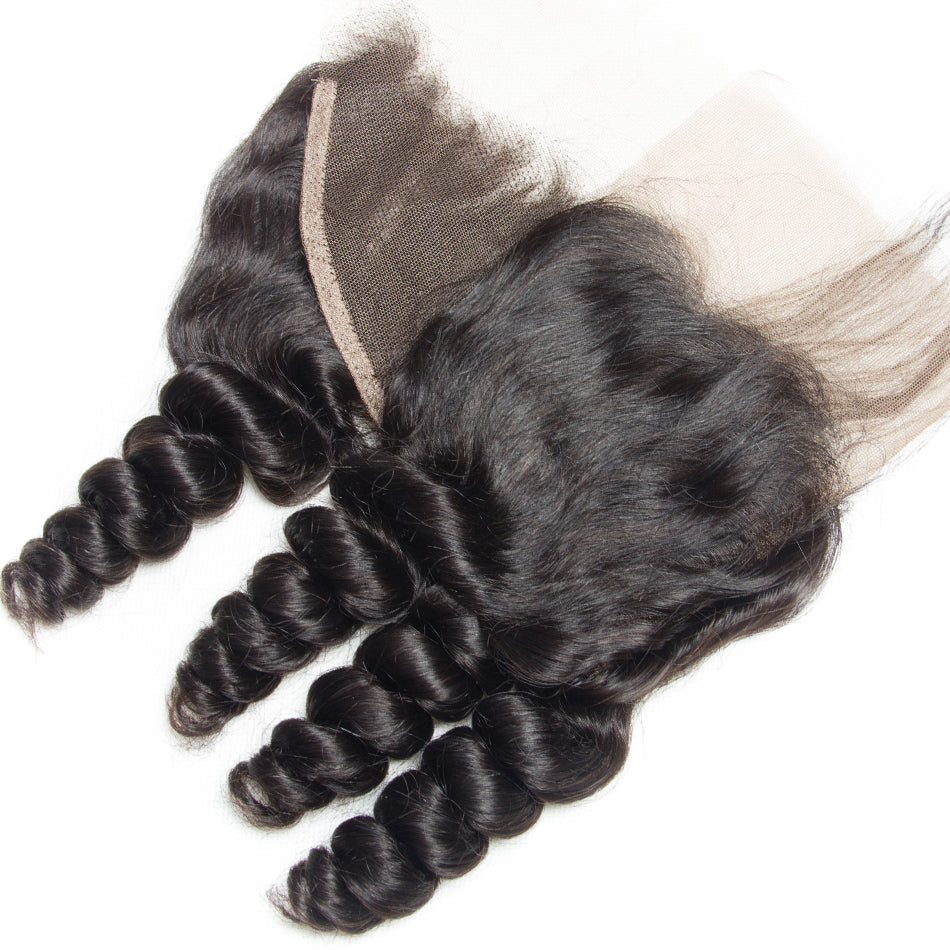 1PCS Brazilian Virgin 13*4 Lace Frontal Pre Plucked Loose Wave - Rose Hair