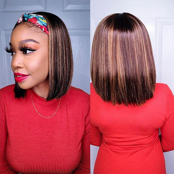FLASH SALE | Mix Color Highlights Bob Wig Headband Wig (Get Free Trendy Headbands)