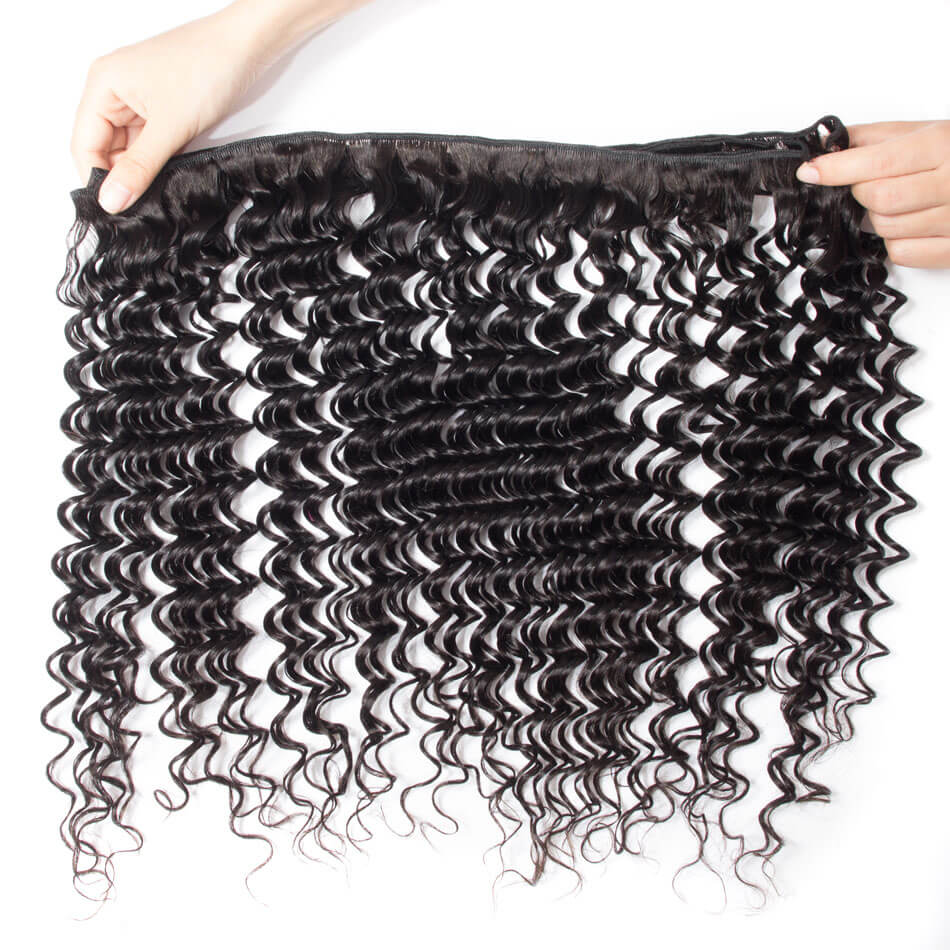 10A Grade Brazilian 4 Bundles Deep Wave Human Virgin Hair With 13x4 Lace Frontal Pre Plucked - Rose Hair