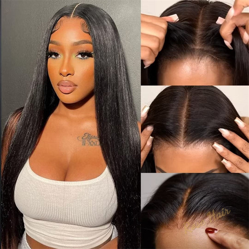 Rose Hair Straight HD Lace Wigs For Women Wear & Go Glueless No Glue Lace Pre Cut Wig Human Hair Wigs