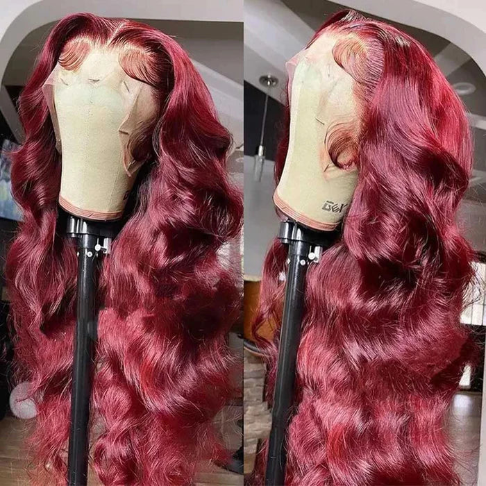 5x5 HD Lace Closure Wig Melted Hairline Human Hair with Baby Hair Burgundy