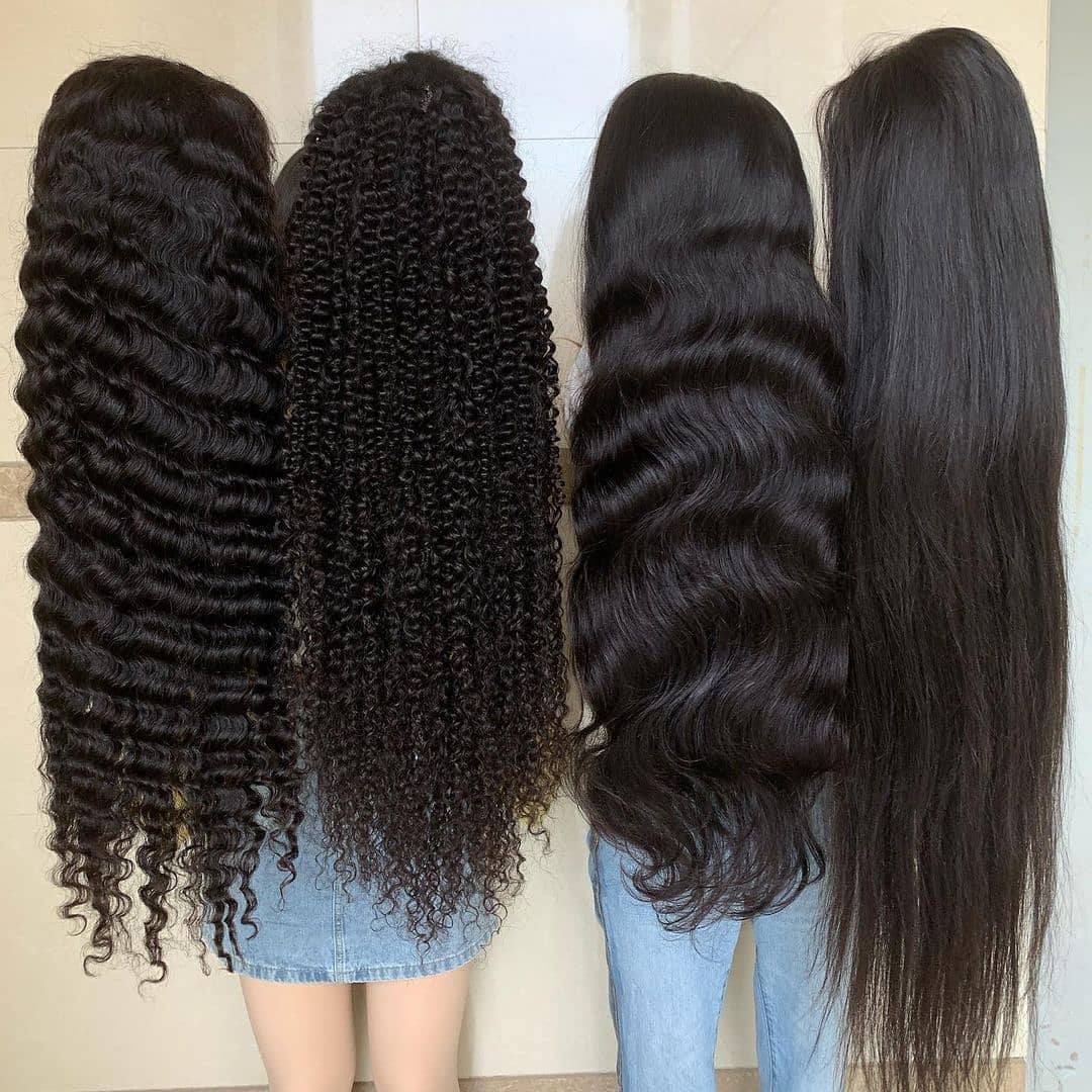 Rose Hair 13x6 Transparent Lace Wig 180% Density Natural Black All Texture Package Deal