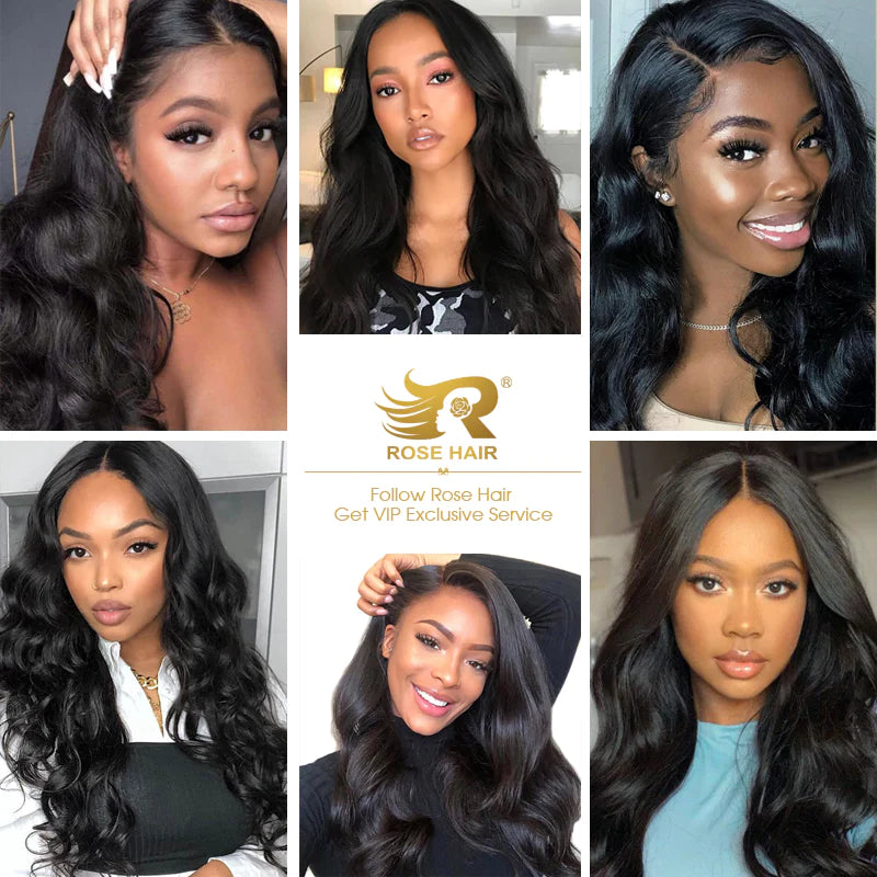 Rose Hair 10A Grade 3pcs Hair Bundles with 13x4 Lace Frontal Wholesale Package Deal Free Shipping