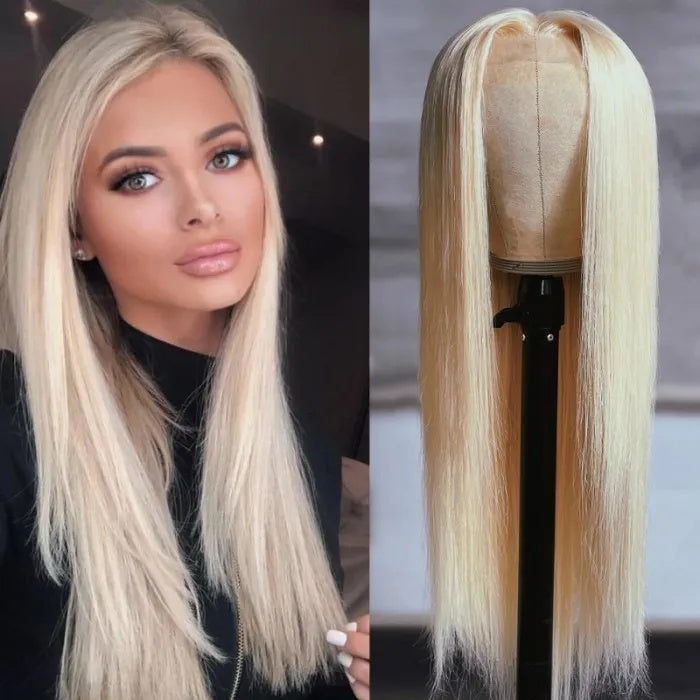 Rose Hair Glueless 613 Blonde 13x4 HD Lace Frontal Straight Wig With Natural Hairline