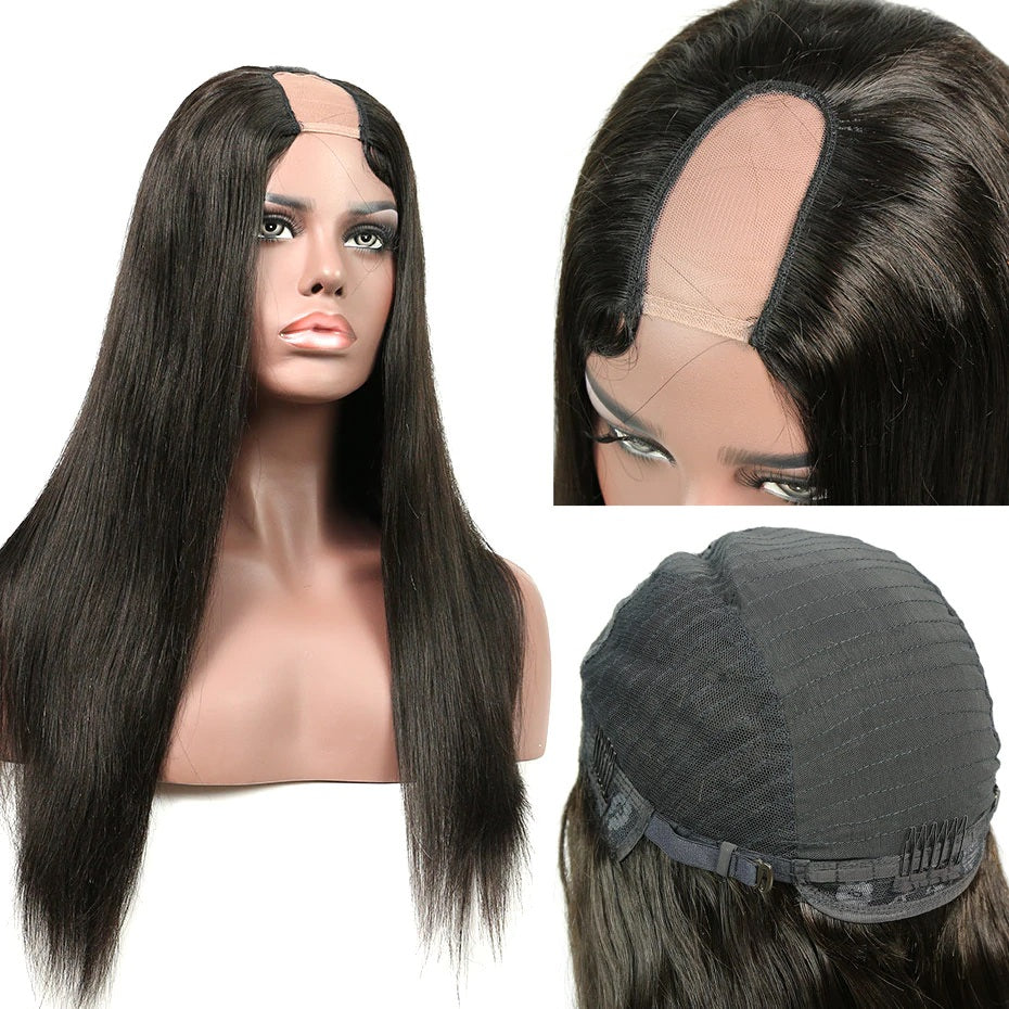 70% Off U Part Wig Quick & Easy Affordable Human Straight Hair Wig - Rose Hair