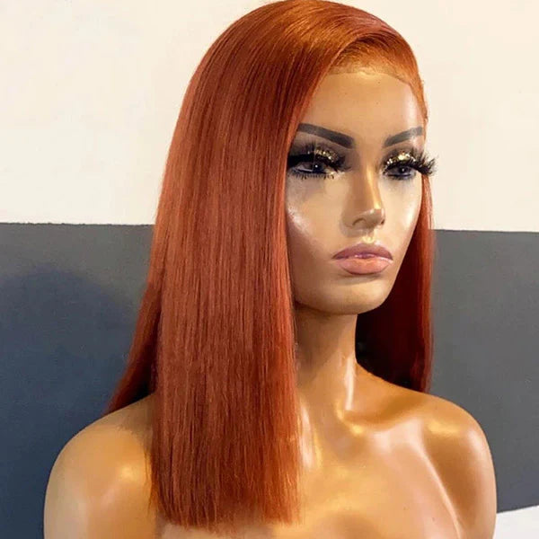 Rose Hair Ginger Color Straight Hair 13x4 Lace Bob Wig Human Hair Wig