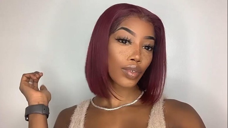RoseHair 13*4 Lace Frontal Bob Wig Burgundy Red Color Human Virgin Hair - Rose Hair