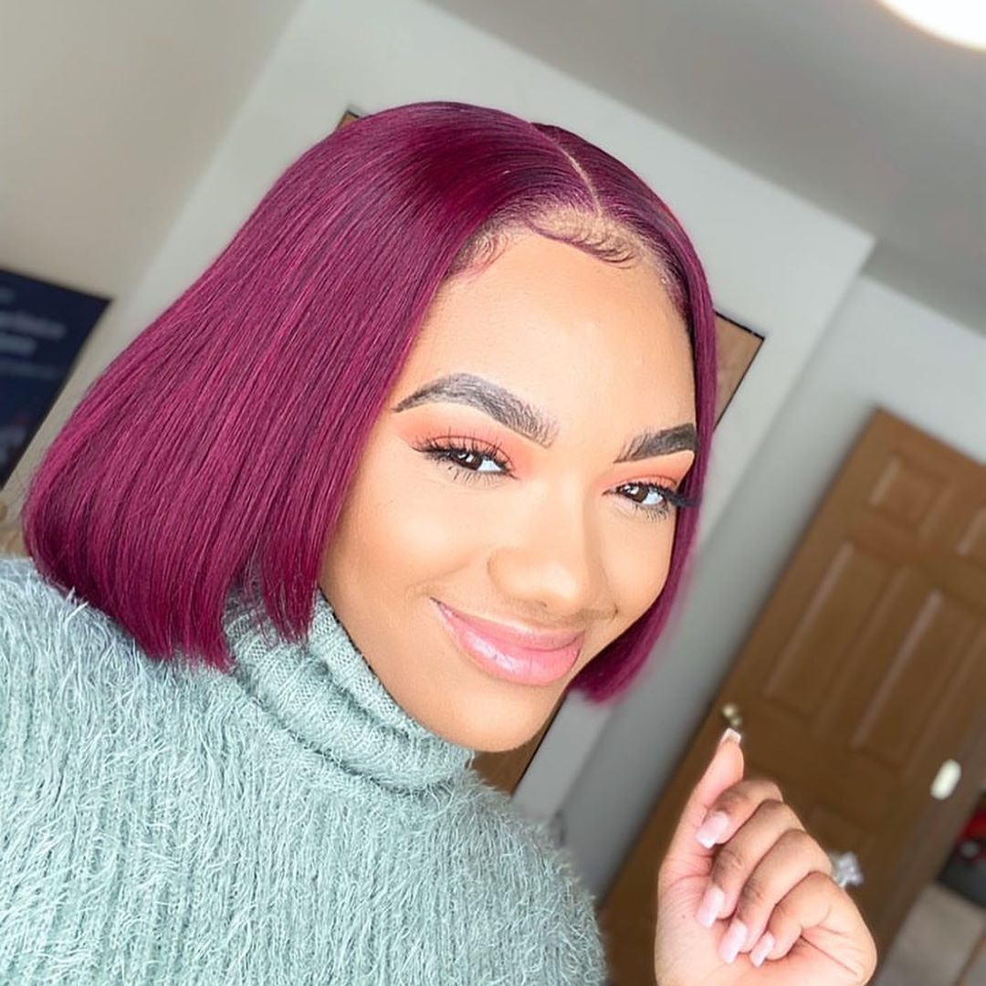 RoseHair 13*4 Lace Frontal Bob Wig Burgundy Red Color Human Virgin Hair - Rose Hair