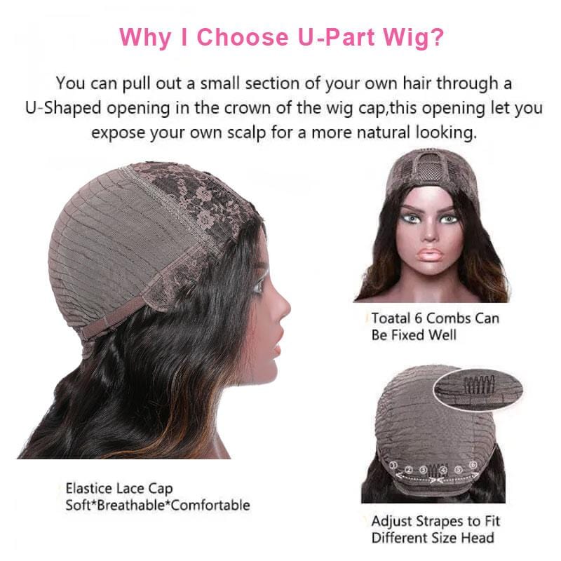 YTber Recommend Body Wave Upart Wigs Mixed Dark Auburn Colored Scalp Protective Human Hair Wigs