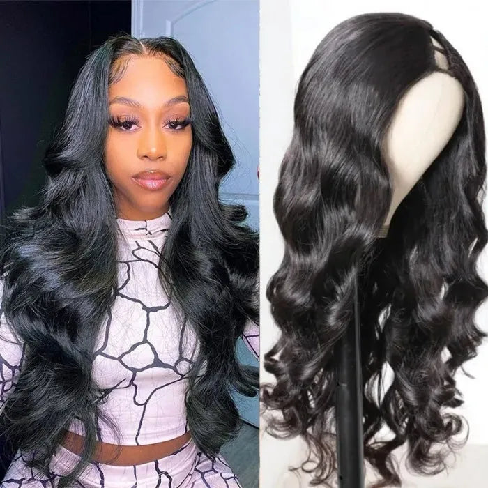 Rose Hair 250% High Density Body Wave U Part Human Hair Sew In Wig