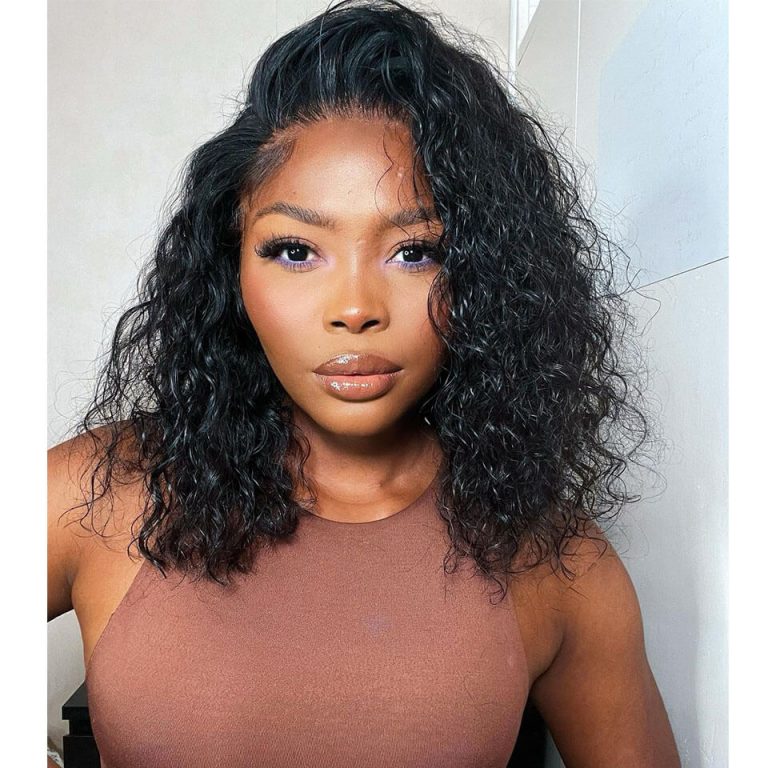 Water Wave Bob Wig Short 13×4 Lace Front Wigs 180% Density Rose Hair