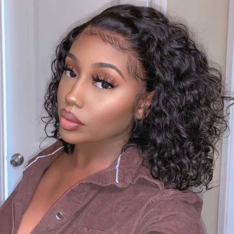 Water Wave Bob Wig Short 13×4 Lace Front Wigs 180% Density Rose Hair
