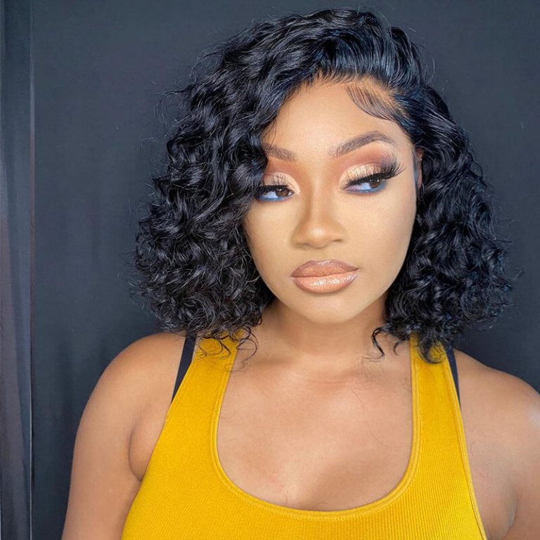 Water Wave Bob Wig Short 13×4 Lace Front Wigs 180% Density Rose Hair