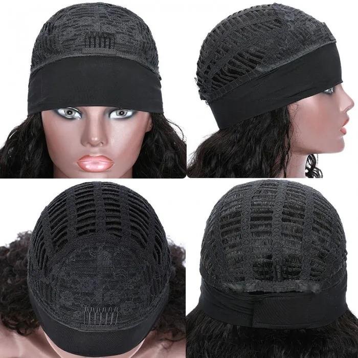 RoseHair Straight Hair Headband Wig Glueless Human Hair Wig With Pre-attached Scarf Half Wig 150% Density - Rose Hair