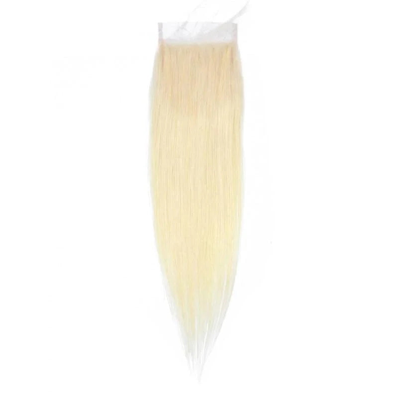 Rose Hair Blonde 613 Color 1Pcs Straight Hair 4x4 Lace Closure Brazilian Virgin Hair