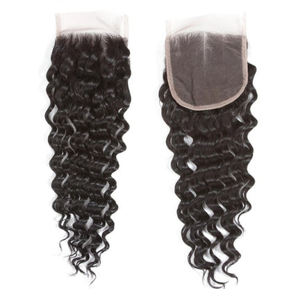 Rose Hair 1Pcs Deep Wave 4x4 Lace Closure Brazilian Virgin Hair