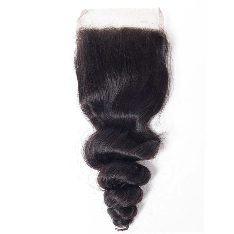 Rose Hair 1Pcs Loose Wave 4x4 Lace Closure Brazilian Virgin Hair