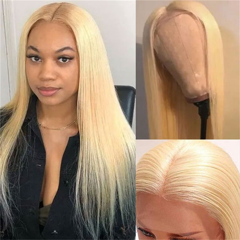 Rose Hair Blonde 613 Color Straight Hair 13x4 Lace Front Wig Human Hair Wig