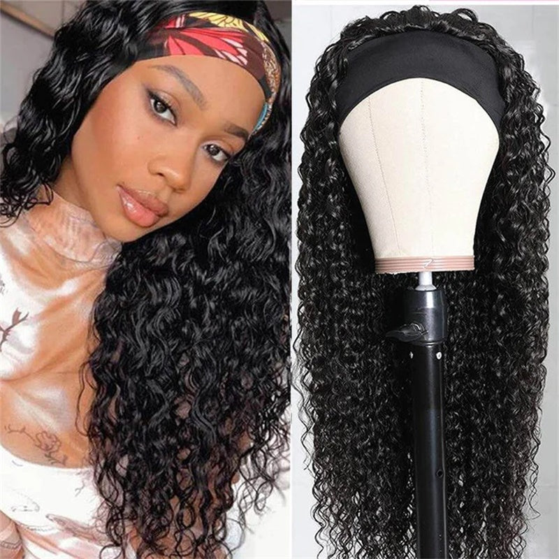 Rose Hair Deep Wave Headband Wig Human Hair Wig