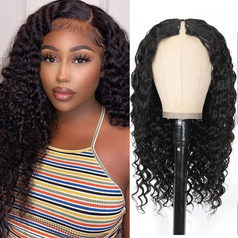 Rose Hair Deep Wave V Part Wig Human Hair Wig