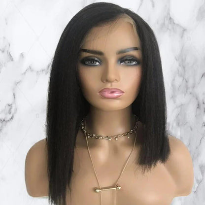 Rose Hair Kinky Straight 13x4 Lace Front Bob Wig Human Hair Wig