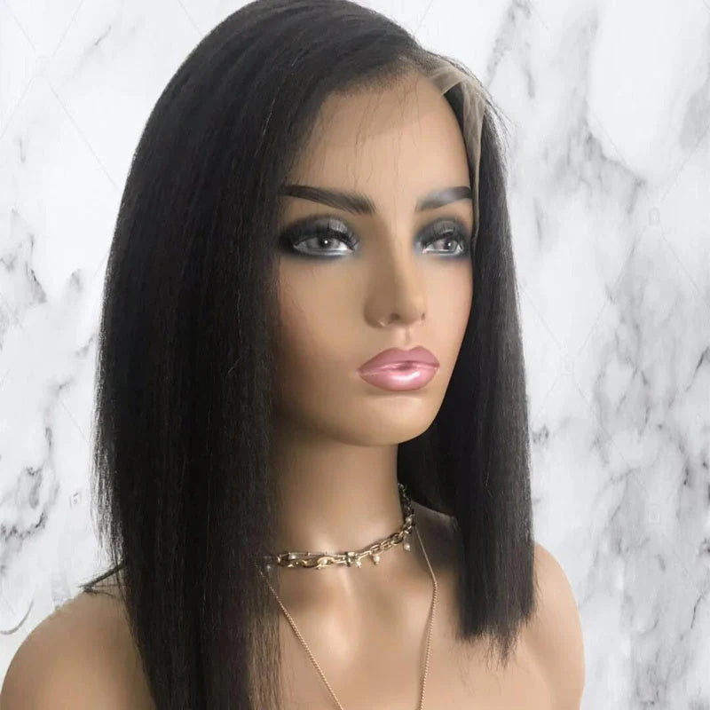 Rose Hair Kinky Straight 13x4 Lace Front Bob Wig Human Hair Wig