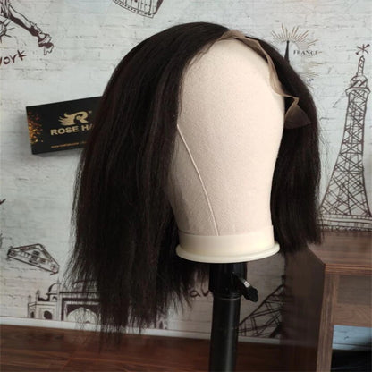 Rose Hair Kinky Straight 13x4 Lace Front Bob Wig Human Hair Wig