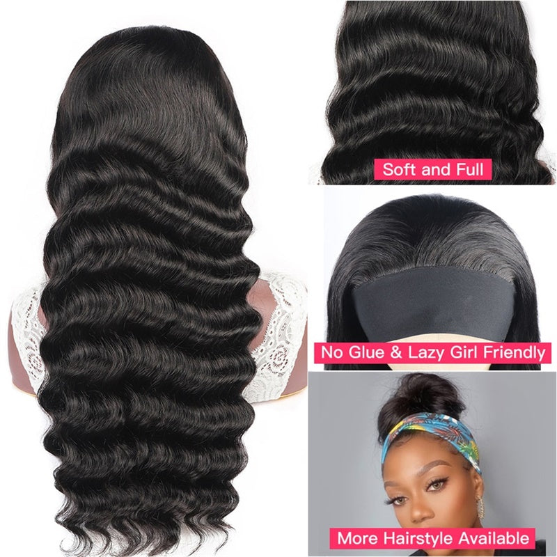 Rose Hair Loose Deep Wave Headband Wig Human Hair Wig