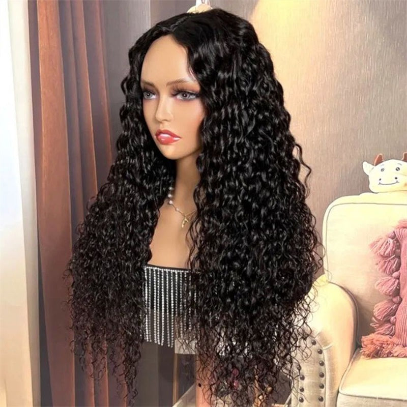 Rose Hair Water Wave V Part Wig Human Hair Wig