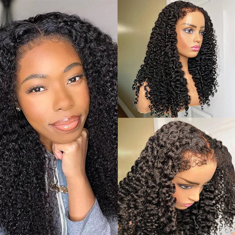 Rose Hair 4C Edges Lace Wig Deep Curly HD Lace Human Hair Wig 180% Density