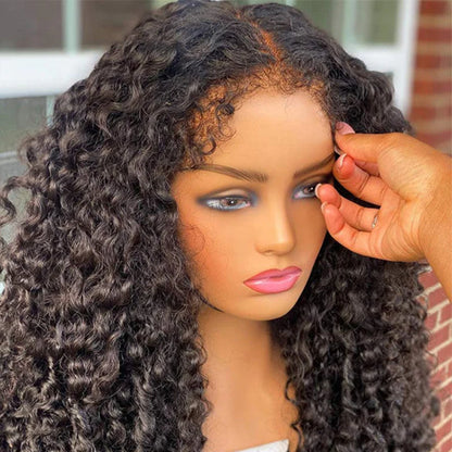 Rose Hair 4C Edges Lace Wig Deep Curly HD Lace Human Hair Wig 180% Density