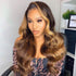 Rose Hair Highlights Ombre Honey Brown Colored Loose Wave Lace Frontal Wigs - Rose Hair