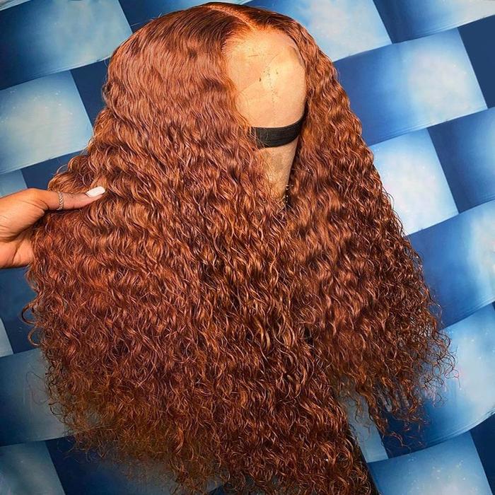 Rose Hair 200%Density Hot Girl! Ginger Orange Romantic Wave Lace Frontal Lace Wig - Rose Hair