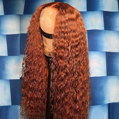 Rose Hair 200%Density Hot Girl! Ginger Orange Romantic Wave Lace Frontal Lace Wig - Rose Hair