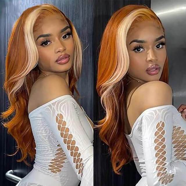 Ginger Blonde Ombre Wigs Transparent 13x4 Lace Front Wig Body Wave Lace Front Wig