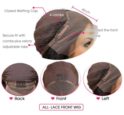 RoseHair Top Quality Virgin hair Pre Bleached Deep Wave 13*4 Lace Frontal Wig Short Hair - Rose Hair