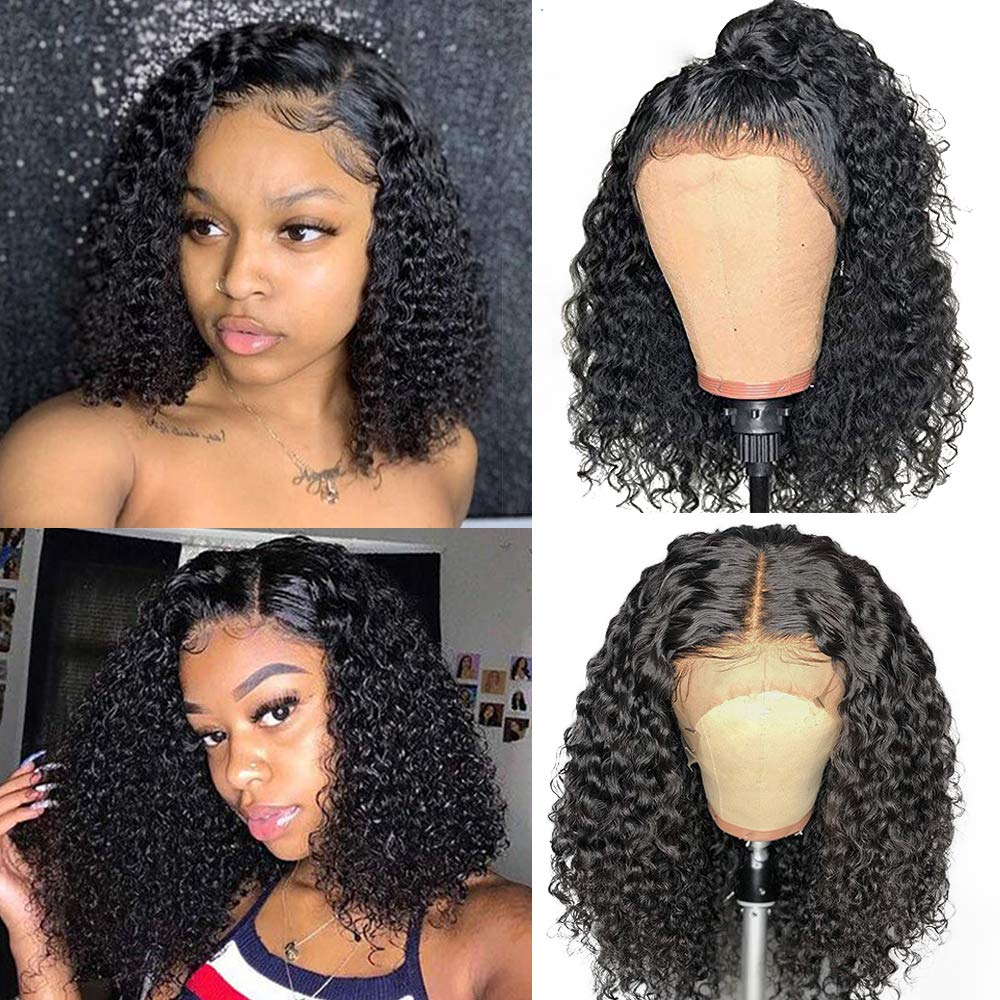 Curly Bob Wig Light Brown Lace Wigs 100% Human Remy Hair 13x4 Lace Frontal Wig - Rose Hair