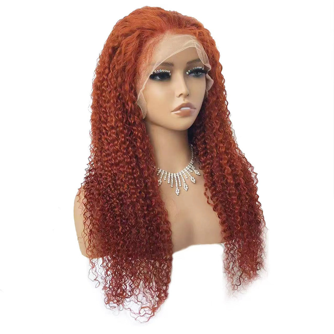 Rose Hair Orange Color Jerry Curly 13x6 Transparent Lace Front Wig 100% Virgin Human Hair