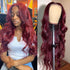 Rose Hair Human Virgin Hair Burgundy Color Hair Lace Frontal Loose Wave Wig - Rose Hair