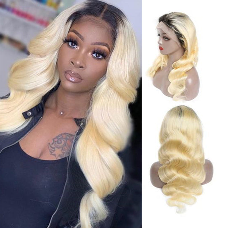 RoseHair13*4 Lace Front Wig Human Hair#613/T1b Lace Wigs Straight Hair ...