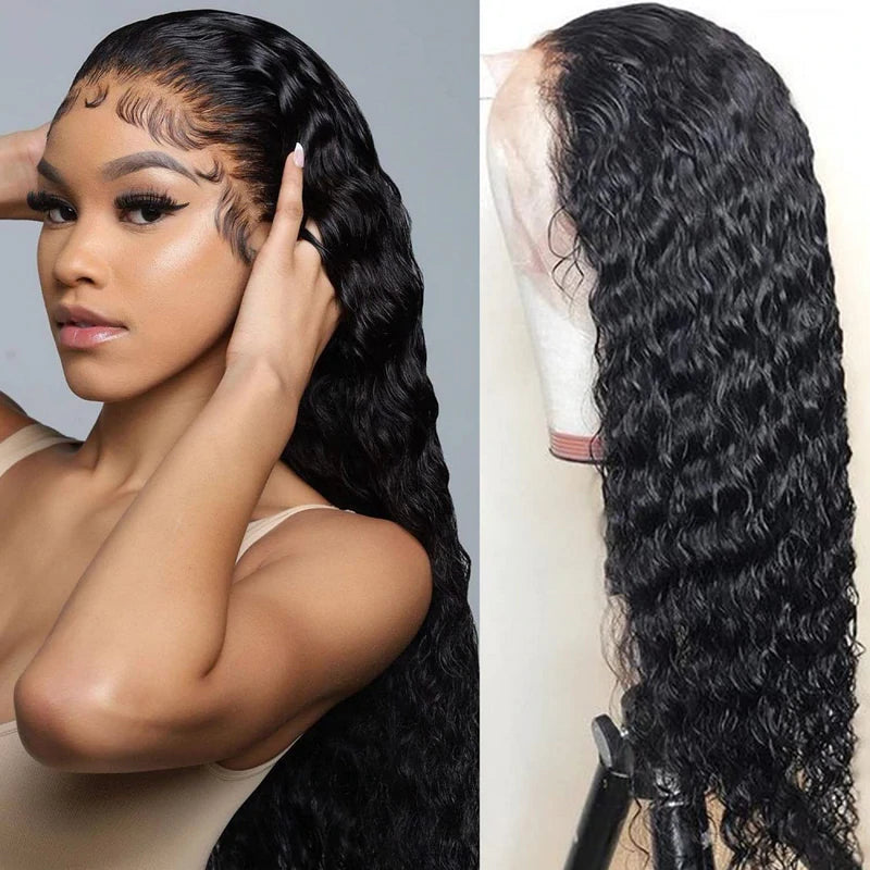 13x4 Lace Front Wigs Peruvian Deep Wave Human Hair Wigs 180% Density Pre-plucked